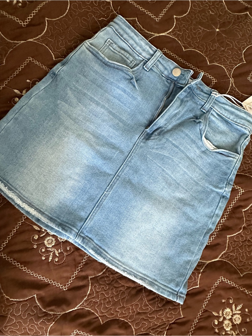 Light Blue Denim Mini Skirt - Women